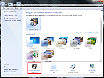 Windows 7 Personalize, Choices